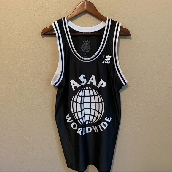 トップス Asap mob asap worldwide starter ASAP Rocky ASAP Mob Lord Worldwide Basketball Jersey Starter